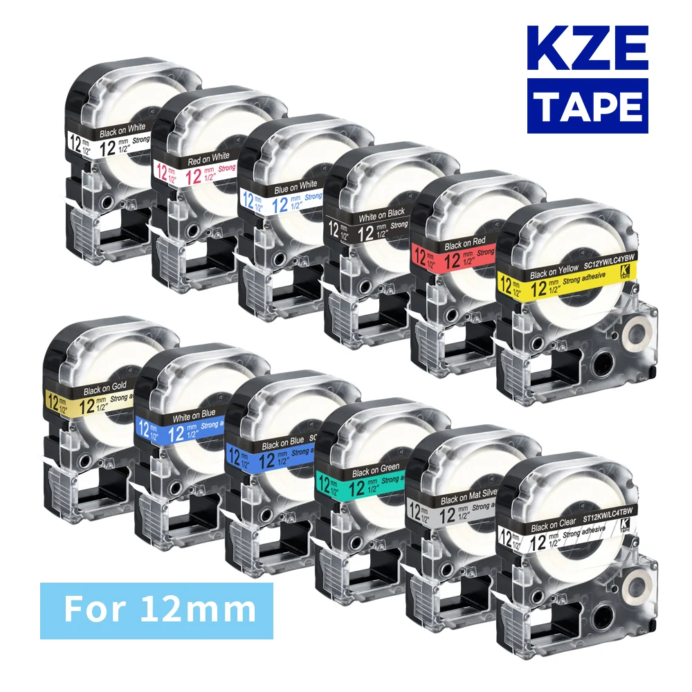 12mm 1pcs Multicolor SS12KW SC12YW SC12RW SD12K ST12KW Label Tapes for Epson Label Printer for KingJim label maker LW-300 LW400