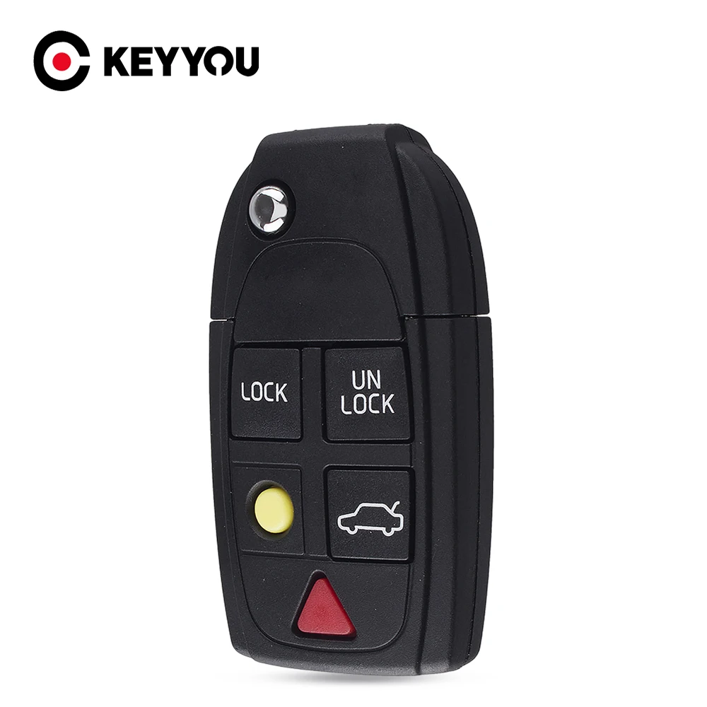 

KEYYOU Modified Replacement 5 Buttons Remote Flip Key Shell For Volvo XC70 XC90 V50 V70 S60 S80 C30 Folding Fob Car Key Case