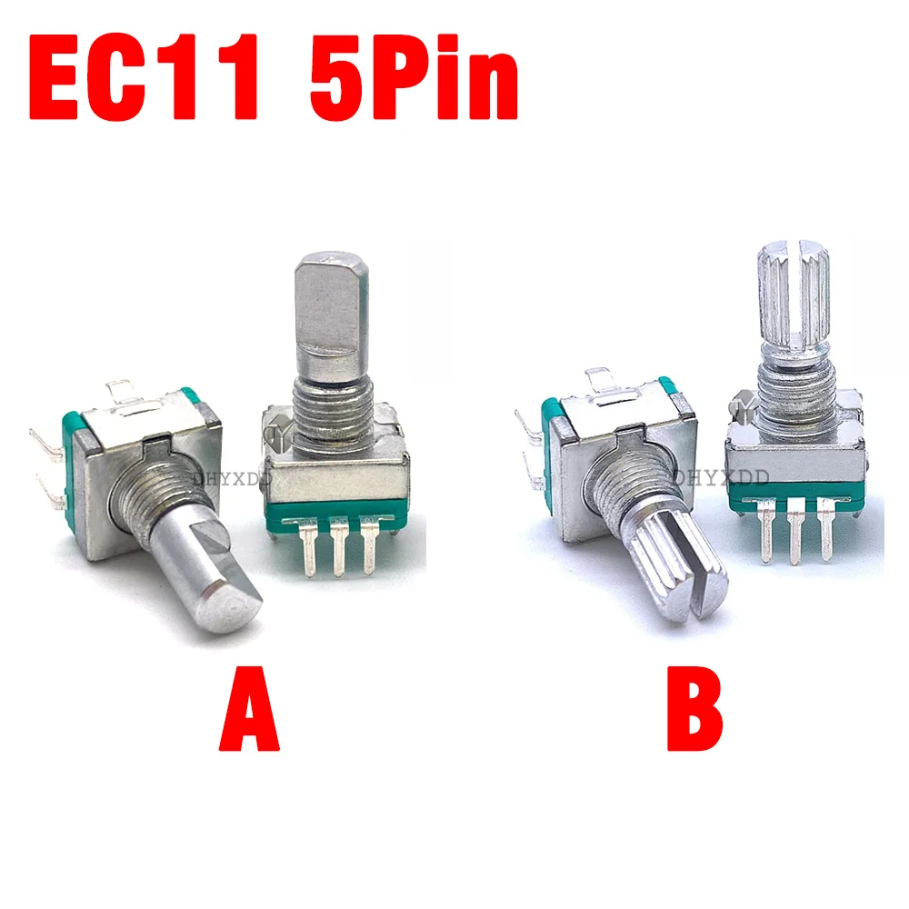 2Pcs EC11 Rotary Encoder Code Switch 30 Position With Push Button Switch 5Pin 15MM 20MM Plum Shaft Half Shaft