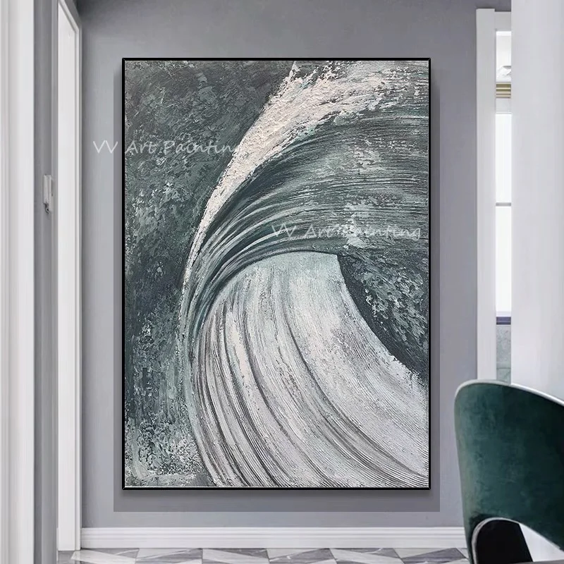 

Abstract grey ocean wave 100% Handpainted Oil Painting Abstract Large Size Paintings On Canvas for home decoration gift