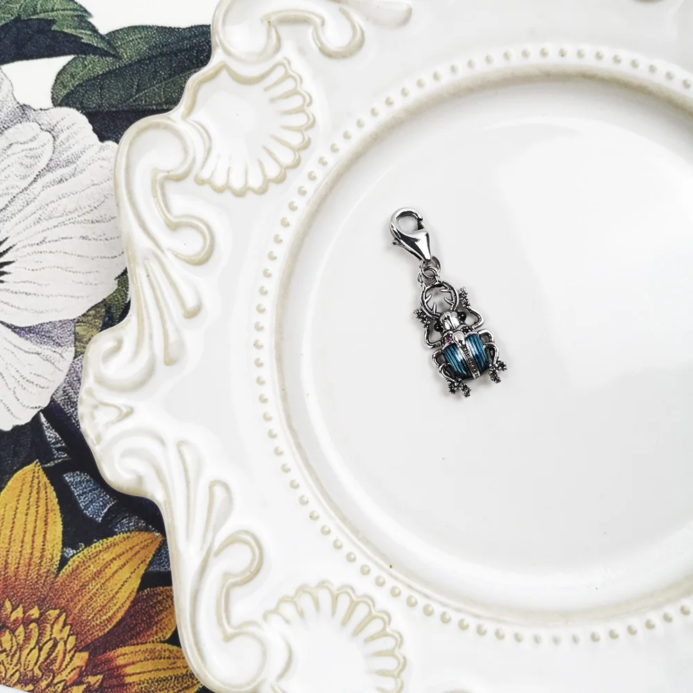 Charm Pendant Bug Beetle 925 Sterling Silver Fit Bracelet Necklace 2021 New Fine Jewelry Magic of Nature Bijoux Gift For Women