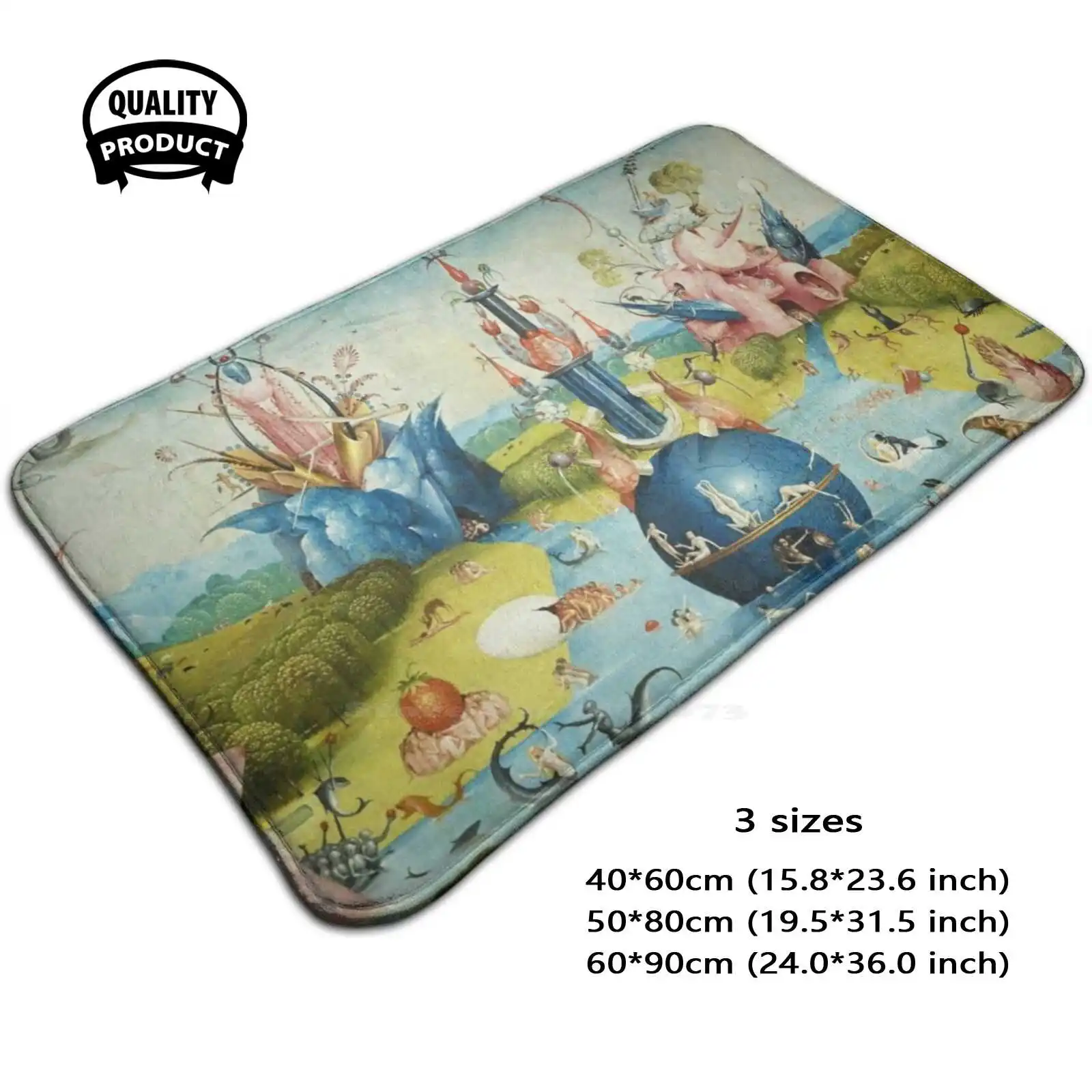 Garden Of Earthly Delights , Paradise By Hieronymus Soft Cushion Home Carpet Door Mat Car Rug Surreal Fine Art Eden Heaven