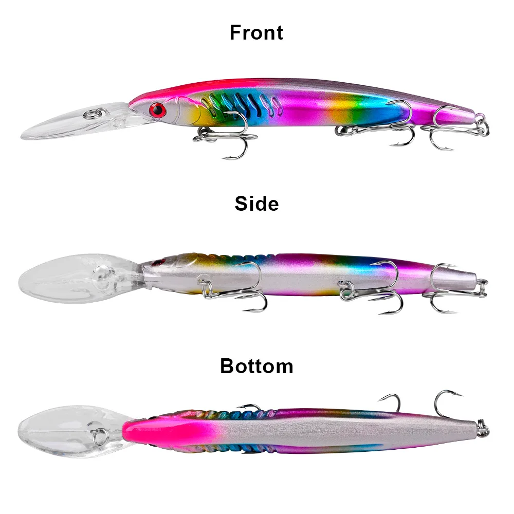 Isca de pesca Minnow, 12,5g, 15,2 cm, 1 parte, wobbler, crankbait, plástico artificial, duro, para baixo, lúcio, carpa