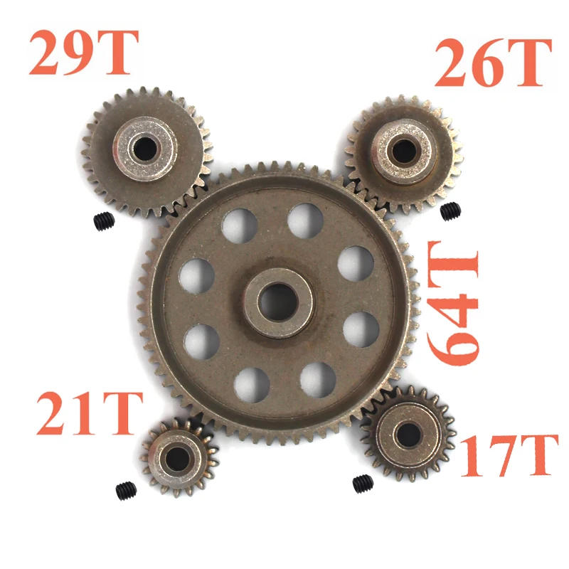 HSP 11184 Metallo Acciaio Spur Diff Differenziale Main Gear 64 T Motor Pinion gears 17T 21T 26T 29T  For HSP 94123 9411/170/107