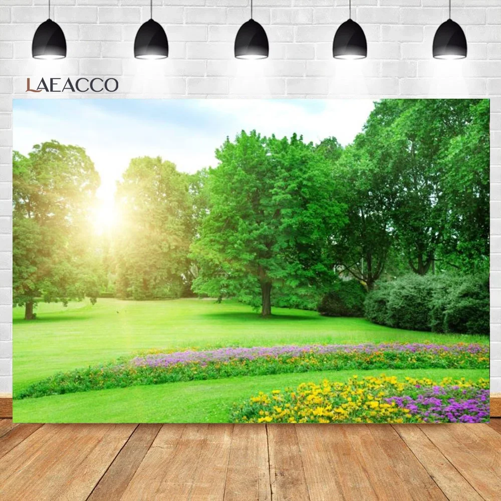 Spring Nature Landscape Garden Park Backdrops for Photographers Trees Flowers Grassland Decor Newborn Portrait Photo Background