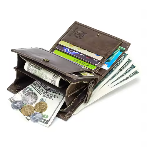 BULLCAPTAIN 100% Genuine Leather Men's Rfid Wallet Multifunctional Storage Bag Coin Purse Wallet Card Case - Image 3