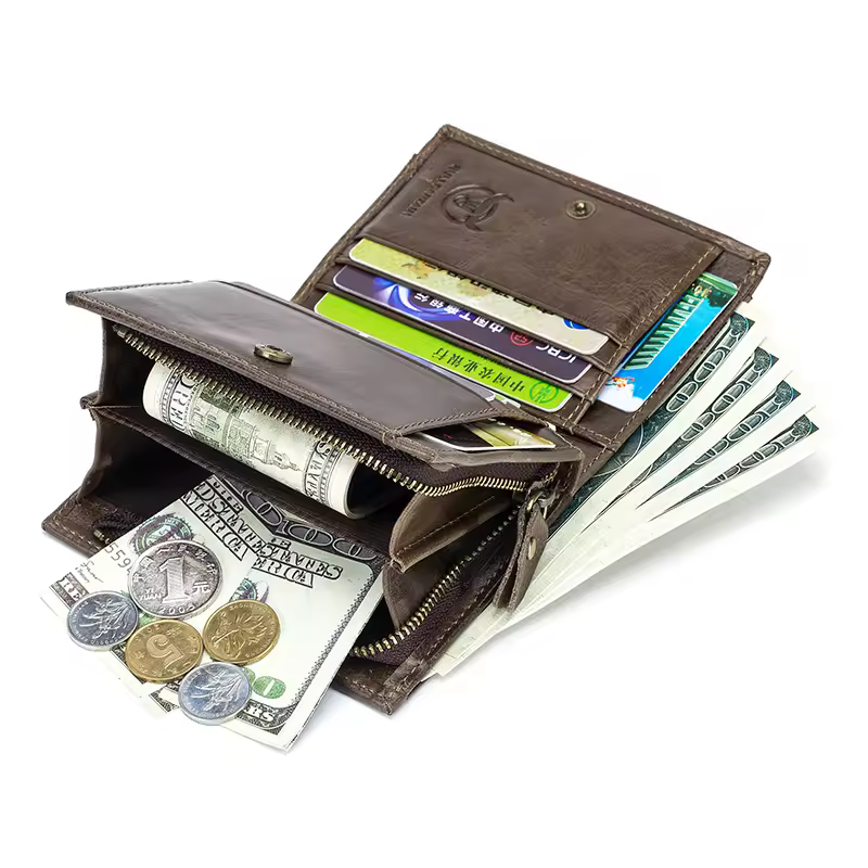 BULLCAPTAIN 100% Genuine Leather Men's Rfid Wallet Multifunctional Storage Bag Coin Purse Wallet Card Case - Image 3