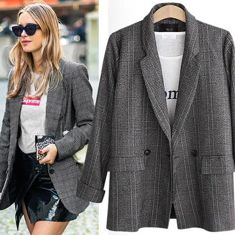 British Style Fashion Womens Notched Lapel Pocket Button Work Office Blazer Jacket Suit