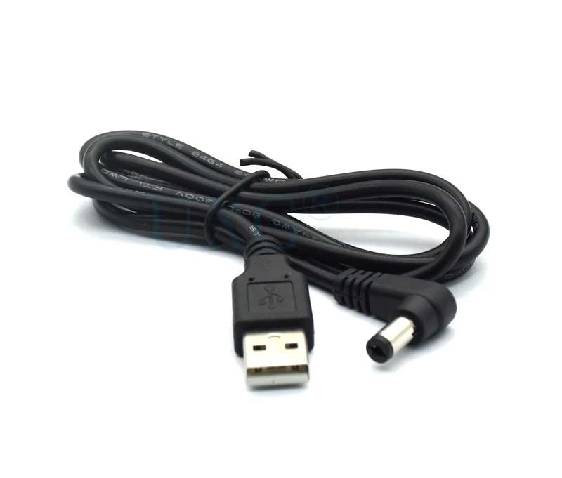 90 Right Angled USB to 5.5 mm/2.1 mm 5 Volt DC Barrel Jack Charger DC 5.5*2.1 Power Cable 1m 3ft Type interface converter