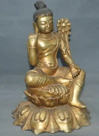 Tibet Buddhism bronze Gilt Tara Kwan-yin guanyin goddess God Buddha statue