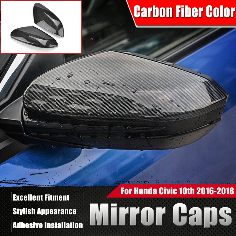 Fit For HONDA Civic 10th 2016 2017 2018 2019 Rearview Mirror Caps Horn Shape ABS Side Wing Mirror Cover Car Accessories