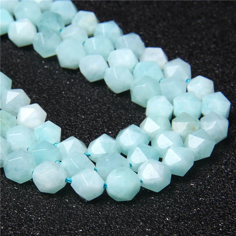 Natural Aquamarines Agat Faceted Stone Bead 8MM Apatite Amethysts Loose Spacer Beads Charm For Jewelry Making Handmade Findings