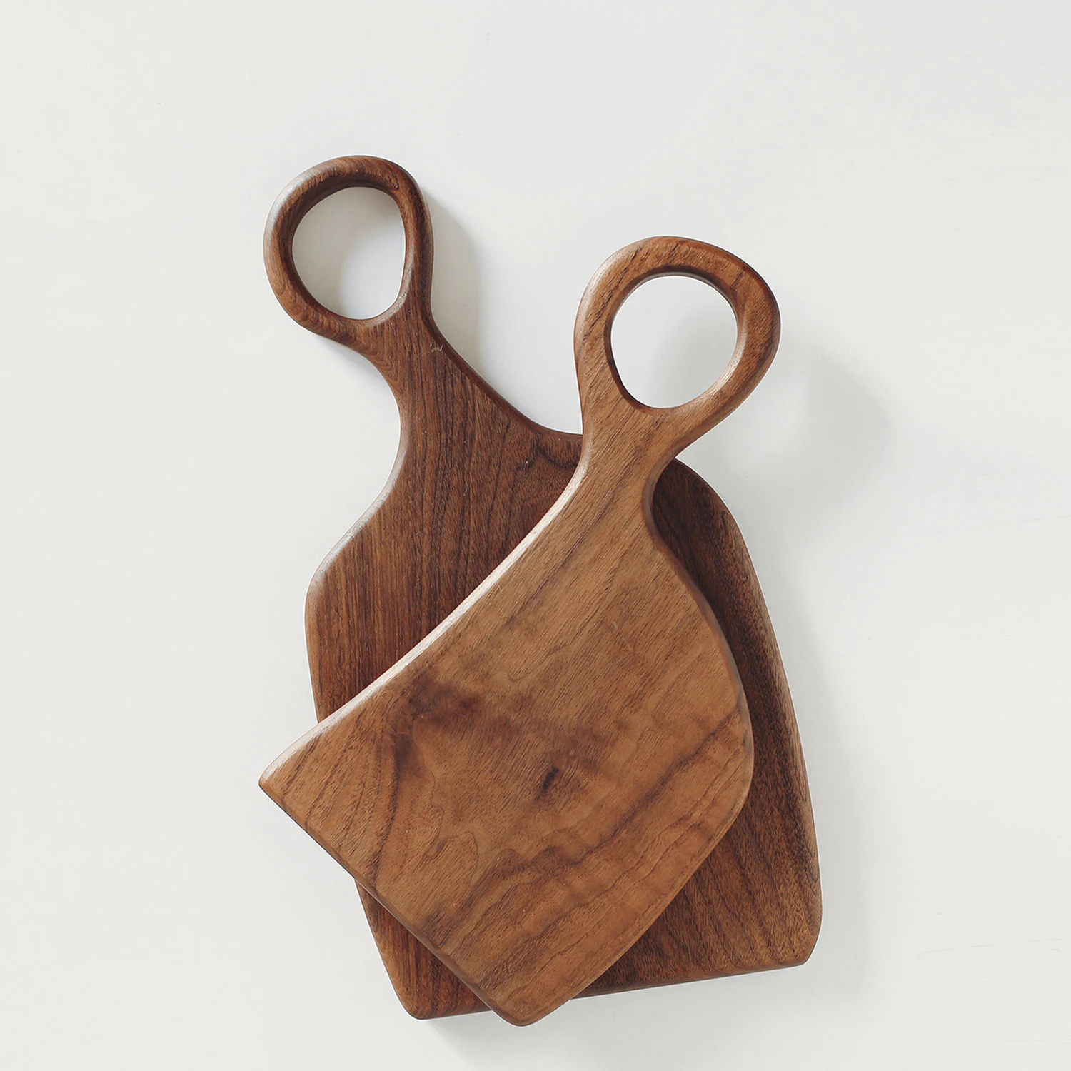 Walnut Couple Cutting Board, Irregularly,Solid Whole Wood, Bread Tray, Fruit Chopping Plates with Hole Handle, Can Hanging