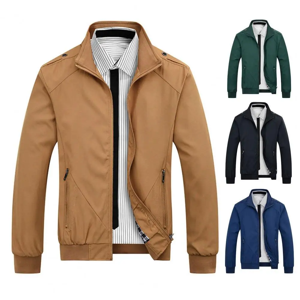 

Men's Coat Solid Color Slim Stand Collar Casual Spring Jacket Slim fit lightweight Warm Sportswear Autumn Winter Men's Clothing