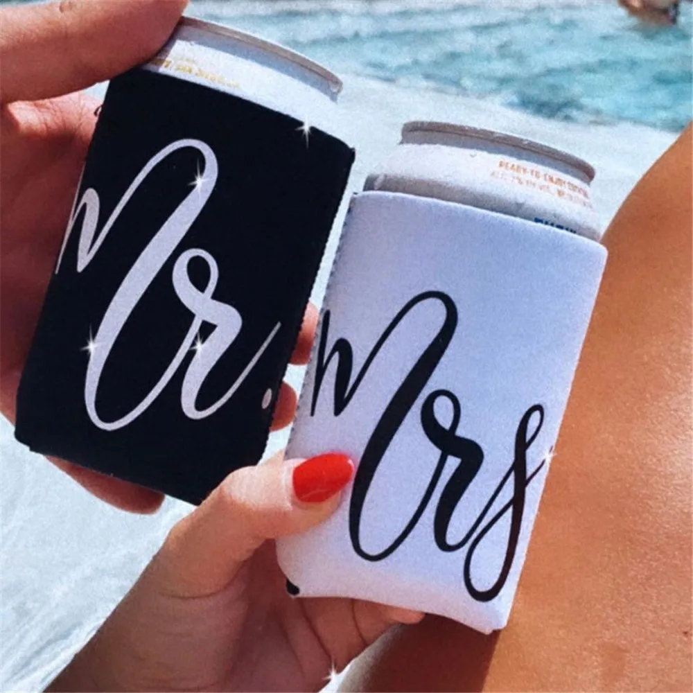 Mr Mrs Engagement Gift Can Drink Holder Set Personalized Bridal Shower Gift Can Cooler Bachelorette Party Accessories