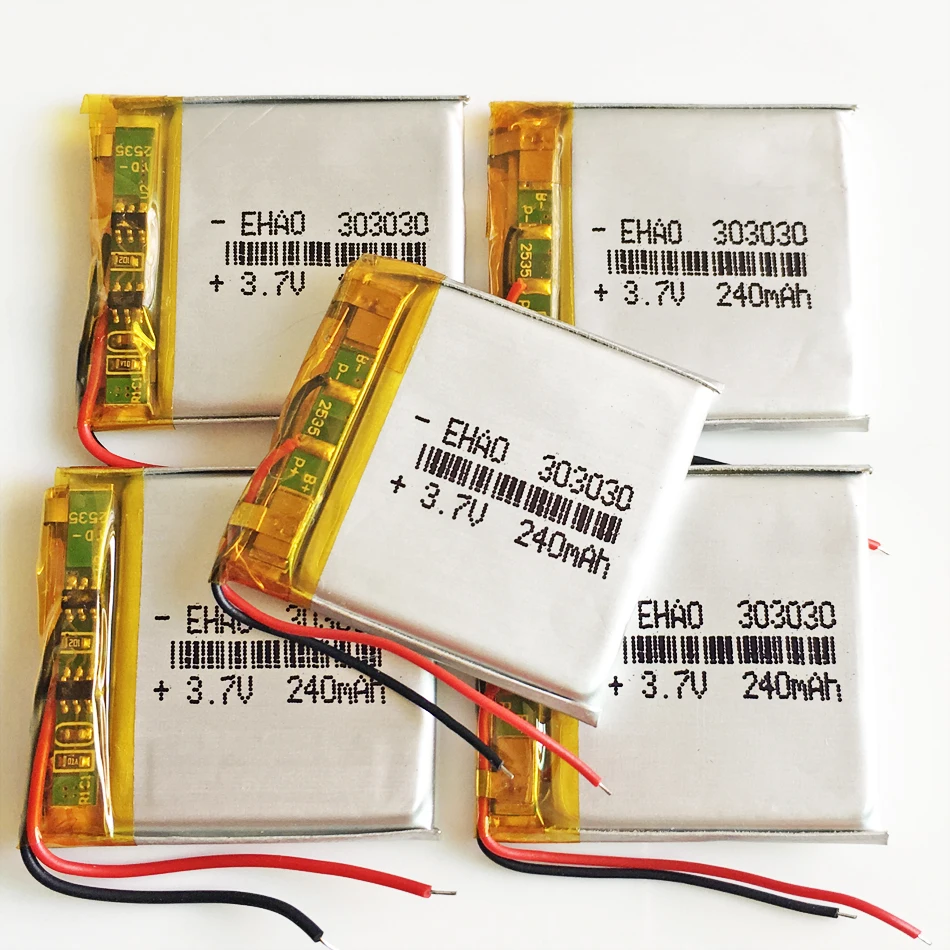 5 PCS 3.7V 240mAh 303030 Lithium Polymer LiPo Rechargeable Battery For Mp3 GPS Bluetooth Headphone Headset Smart Watch