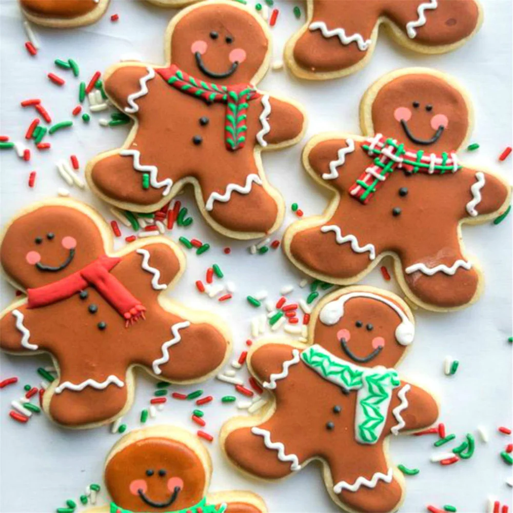 KENIAO Christmas Gingerbread Man Cookie Cutter - 6 Shapes Winter Biscuit Fondant Bread Sandwich Molds - Stainless Steel