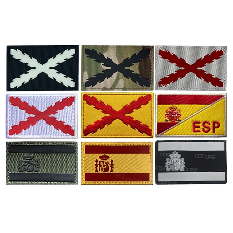 Flag of Cross Burgundy Infrared Reflective IR Patches Spain Flag Spanish Emblem CP Armband