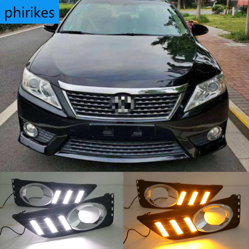 

1 Set LED DRL Daytime Running Lights Daylight Fog Lamp Cover With Yellow Turning Signal For Toyota Camry 2012