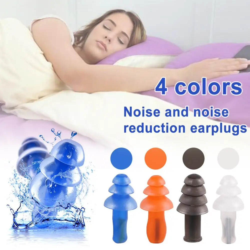 2pcs Tree-shape Spiral Waterproof Earplug Sleeping Travel Study Anti-noise Hear Protect Noise Reduction Soft Silicone Ear Plugs