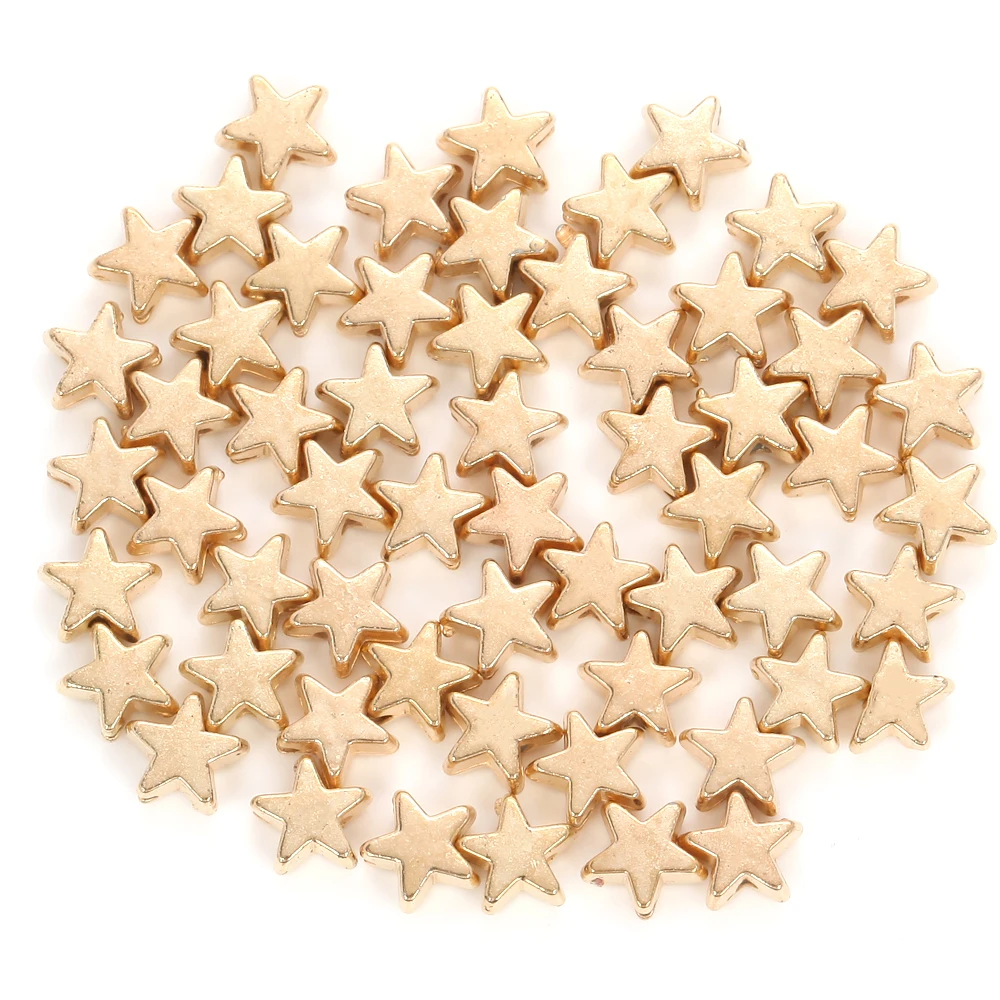 50-500Pcs 6mm CCB Star Love Heart Gold Color Silver Color Loose Spacer Acrylic Seed Beads DIY Jewelry Making Findings Charm