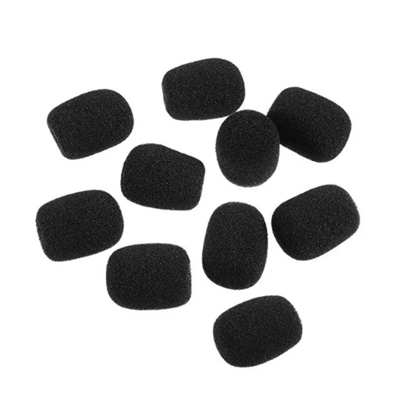 Mini auriculares medianos para micrófono, cubiertas de espuma para parabrisas, Color negro, 33x27X15mm, 10 unidades