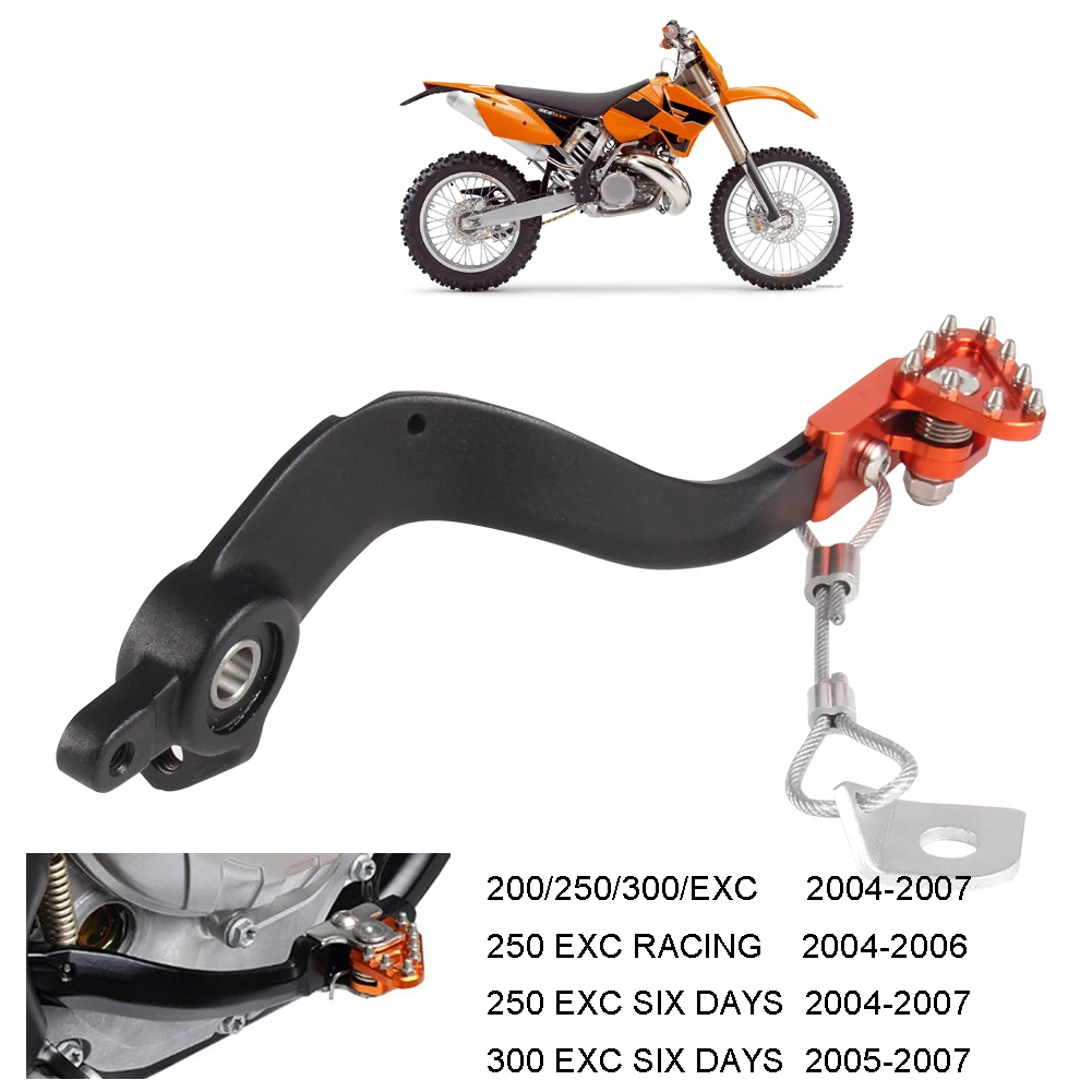 CNC Aluminium Hinten Bremspedal Hebel Für KTM EXC 200 250 300 SECHS TAGE 2004 2005 2006 2007 Motocross MX motorrad Bremse Saver