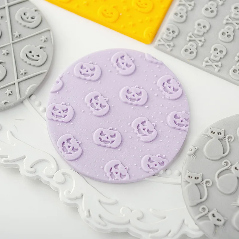 Cake Cookie Owl Skull Bat Cat Pumpkin Stamp Embossed Mold Acrylic Fondant Cookie Mould Cutter Halloween Stamp Embosser