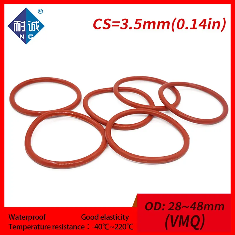 2PCS/lot Silicone rubber oring Red VMQ CS3.5mm OD28/32/35/37/38/40/44/45/48mm O Ring Gasket Silicone O-ring waterproof