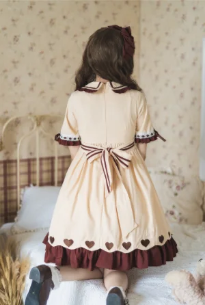 Kawaii girl gothic Japanese sweet lolita dress vintage lace bowknot peter pan collar high waist victorian dress lolita op loli