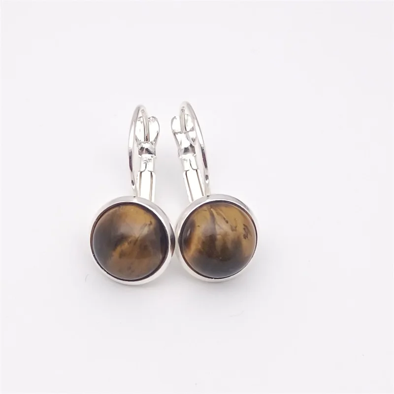 10MM 12mm Tiger Eye Stone Earrings Environmental Protection Charms Earring for Women Fashion Jewelry