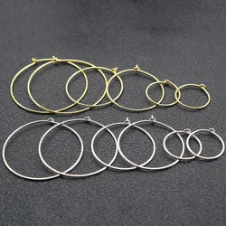 1Pair 0.8mm 925 Sterling Silver Earring Hooks Findings Ear Wires Clasps Big Circle Hoop Earrings for DIY Jewelry Making