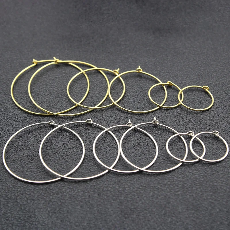 1Pairs 0.8mm Thick 925 sterling silver Big Circle Earrings Hoop for Women Earring Hooks Earwires DIY Jewelry Making Supplies