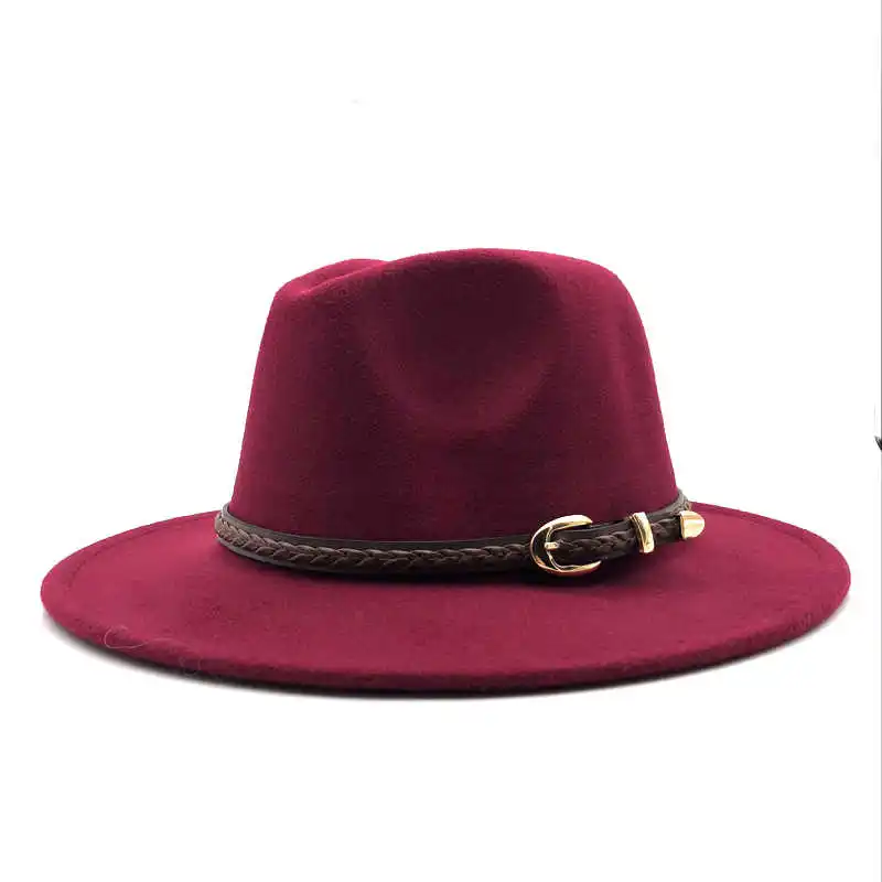 

Winter 2019 New Autumn Wool Women Men Belt Ladies Fedoras Top Jazz Hat European American Round Caps Bowler Hats 55-58cm