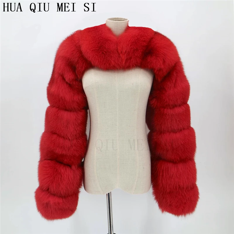 Natural fur Fox fur women fur coat A pair of sleeves Natural raccoon fur jackets fashion coat fur coat jacket Real fur raccoon