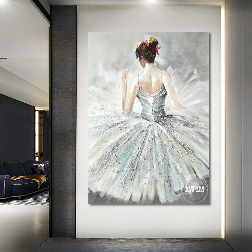 

100% Handmade Picture Beautiful Ballerina Girl Wall Art Handpainted Oil Painting On Canvas Wedding Decoration Unframed Hot Sale