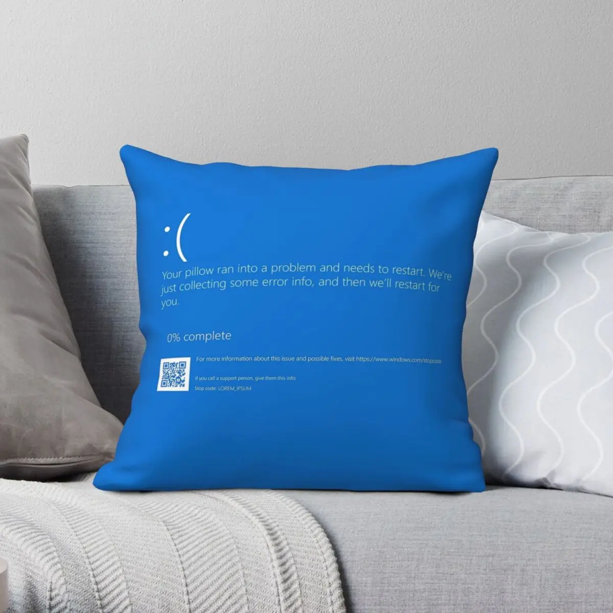 Windows BSOD Blue Screen Of Death Square Pillowcase Polyester Linen Velvet Printed Zip Decor Home Cushion Cover Wholesale