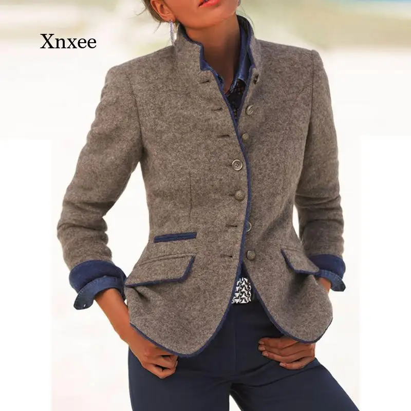 Fashion Winter Women's Jacket Coat Autumn Coat Jacket Women's Self-Cultivation Jacket Casual Solid Color Button Top