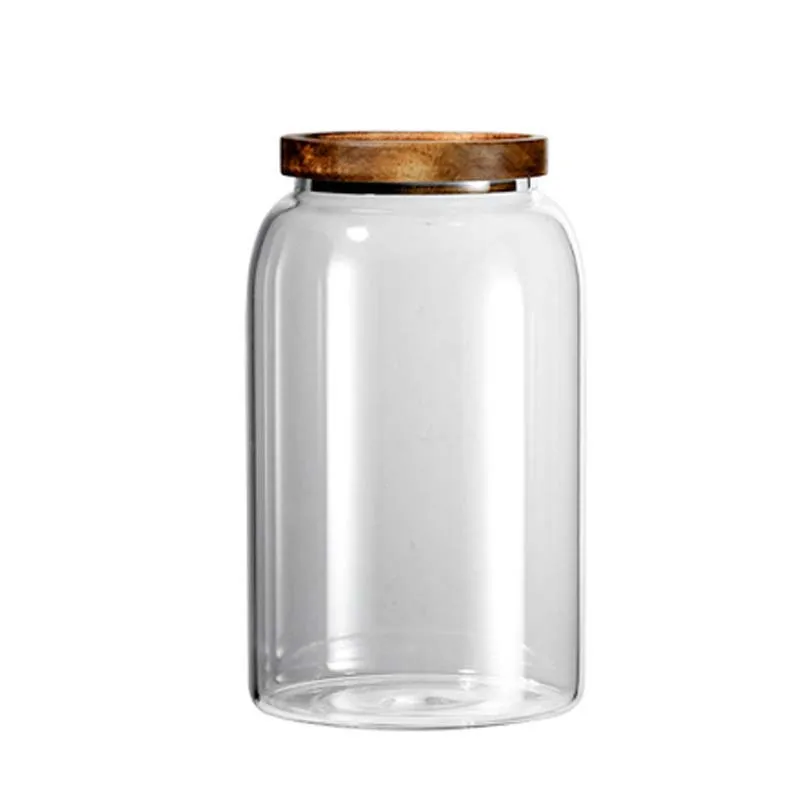 Kimchi Glass Jar with Wooden Lid Sealed Food Bottle Large-capacity Glass Container Candy Fruit Storage Jar Bottle Decoration New