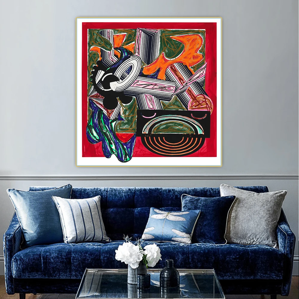 Frank Stella《Then Came a Dog and Bit the Cat》Minimalism Canvas Oil Painting Artwork Picture Wall Hanging Decorations Home Decor