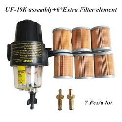 7 Pcs UF10K Fuel Filter Element UF-10K Water Separator Assembly with bowl For Yamaha Suzuki Tohatsu Mercury Outboard Engine