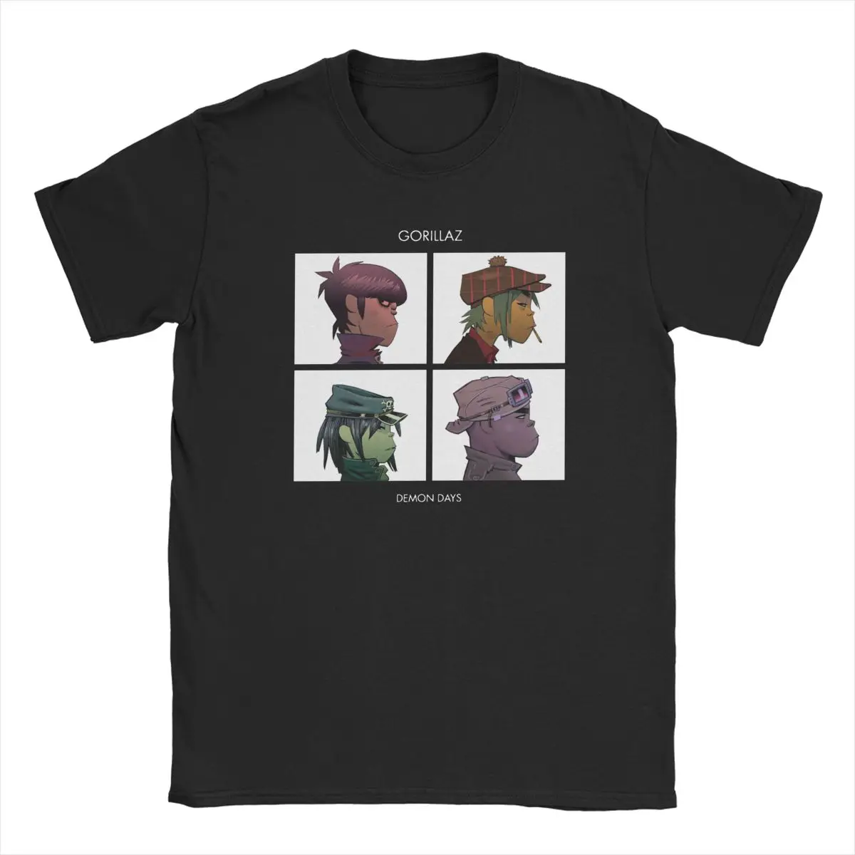 Music Band Gorillaz Demon Days T-Shirts Men Crazy Pure Cotton Tees Round Collar Short Sleeve T Shirts New Arrival Clothing