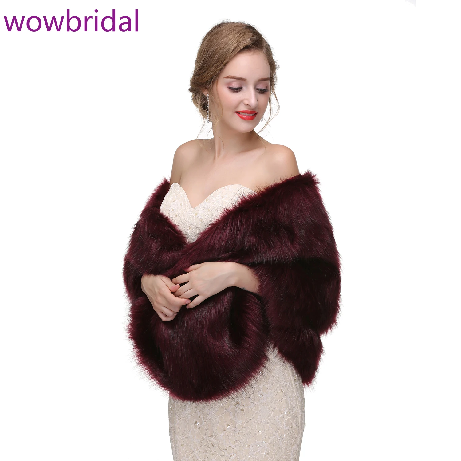 

WOWBRIDAL Warm Faux Fur Winter Bridal Cape Wedding Cloaks Party Wraps Jacket Wrap Boleros De Encaje Boleros De Mujer