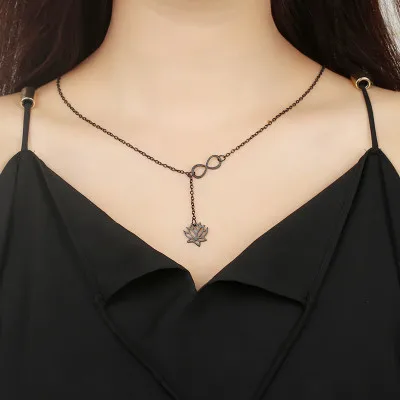 New fashion Simple fashion openwork 8-word lotus necklace For Women girl Accessories jewelry wholesale
