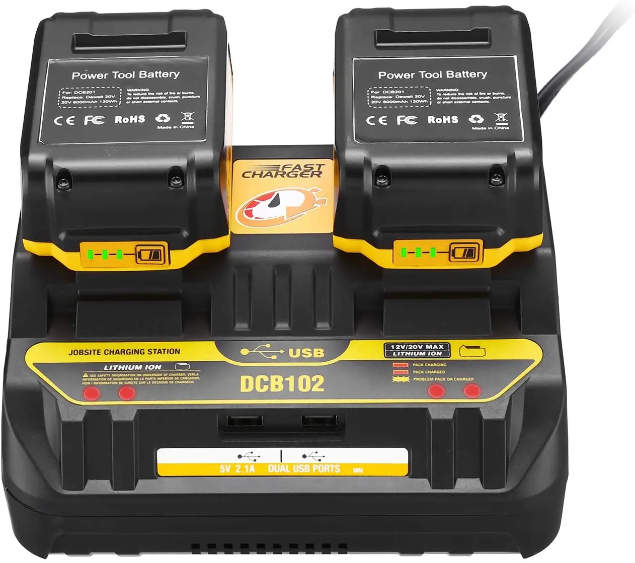 DCB102 Dual Battery Charger For Dewalt 12V 14.4V 18V EU US Plug Dcb101 Dcb200 Dcb140 Dcb105 Tool Power Charger Dcb102 With USB