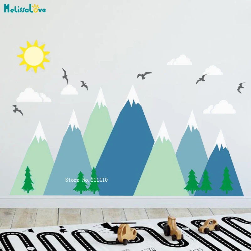 

Custom Colors Large Size Mountains Wall Stickes Nursery Classroom DIY Decor Kids Room Vinyl Decals YT5242