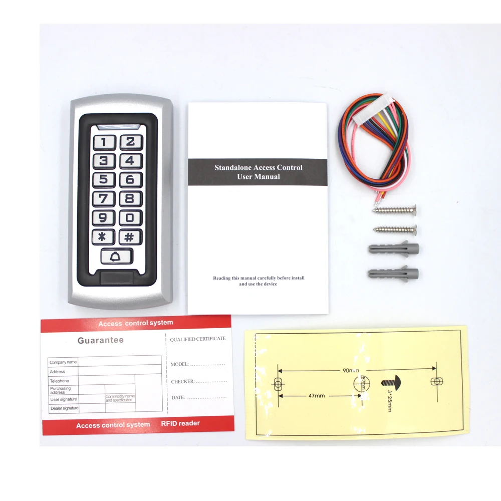 Lecteur de carte de proximité autonome, boîtier métallique, 125Khz, RFID, clavier mot de passe, système de contrôle d\'accès pour porte d\'utilisateur