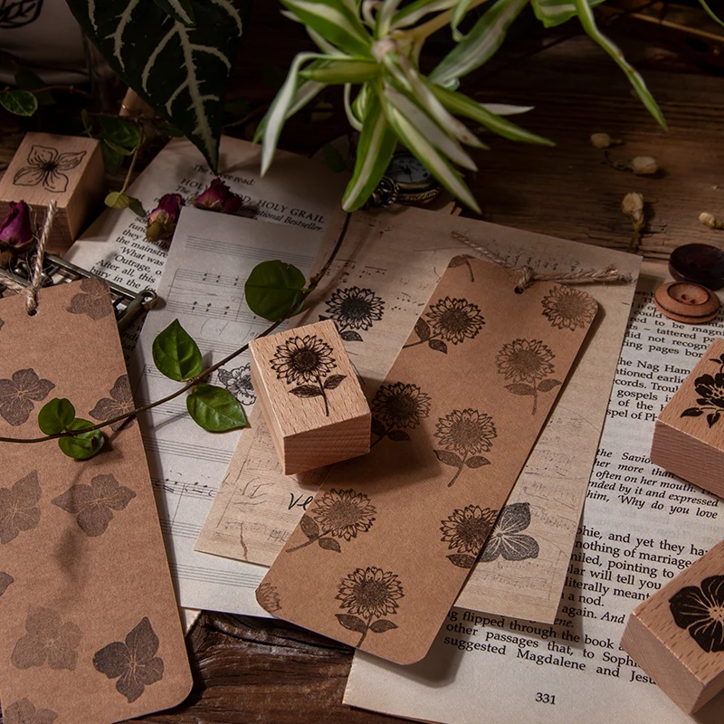 Yoofun Vintage Plant Flowers Wooden Stamp Scrapbooking Rubber Stamps Diary Cards Journalling Scrapbooking DIY Stationery