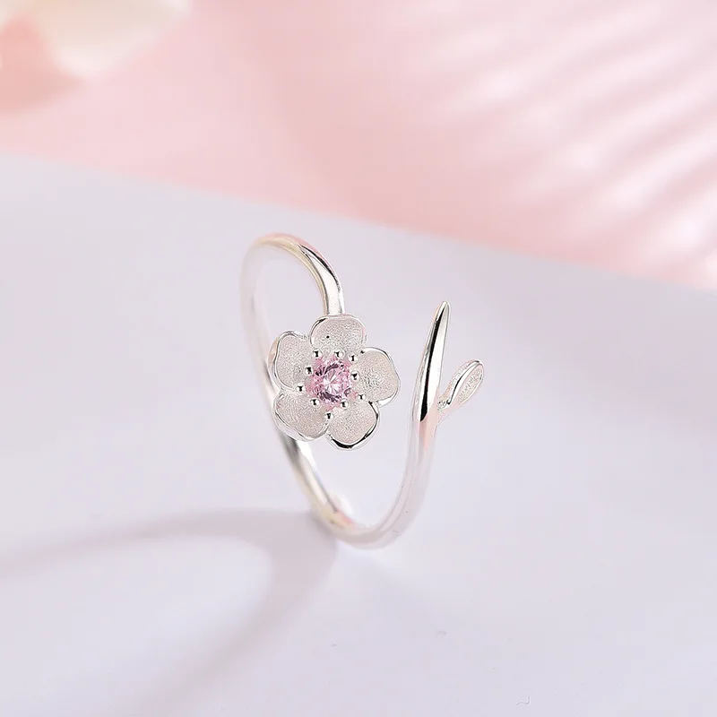 Summer Vintage Cheery Flower Rings For Women Boho Geometric Female Finger Rings Party Bohemian Jewelry Korean Gift