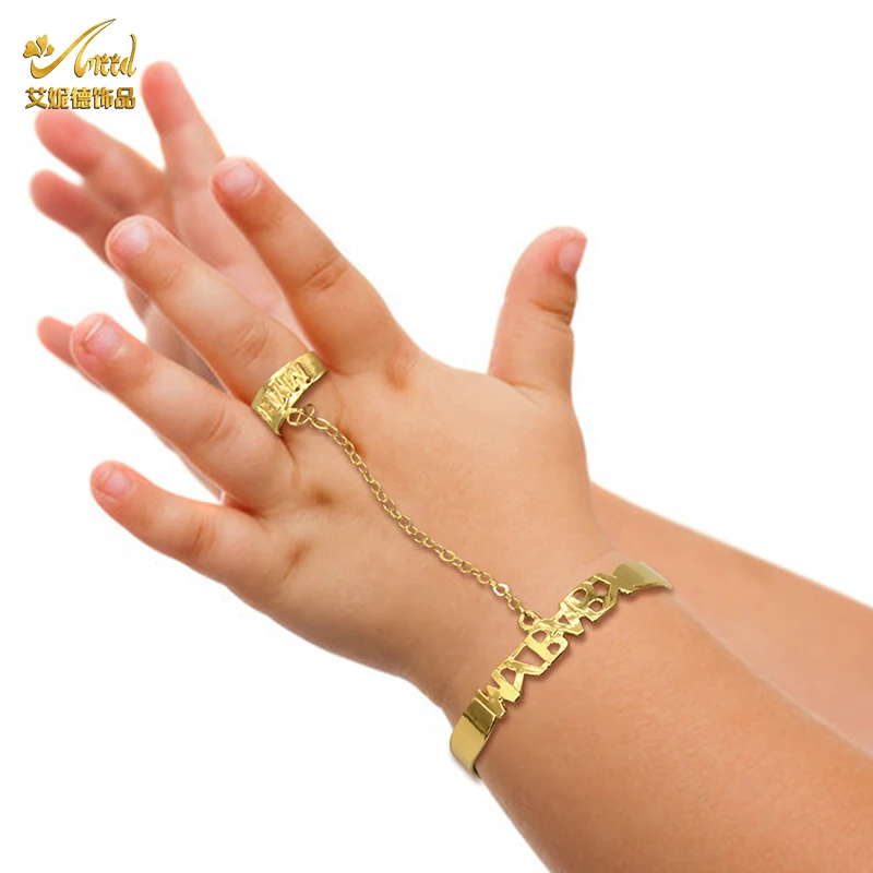 ANIID 24K Color oro braccialetto per bambini braccialetti rame bambini polsino infantile regolabile neonato moda bambino ragazze ragazzo compleanno